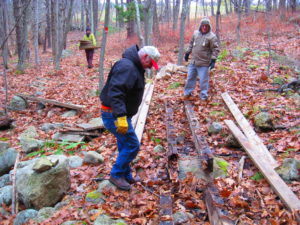Tap Into Maple Trail Team Volunteers getting the trails ready at Prescott Farm Environmental Education Center