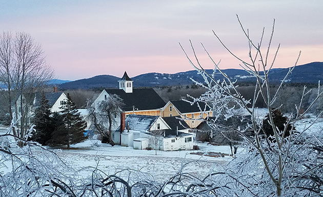 Landscape view of Prescott Farm Environmental Education Center in Winter